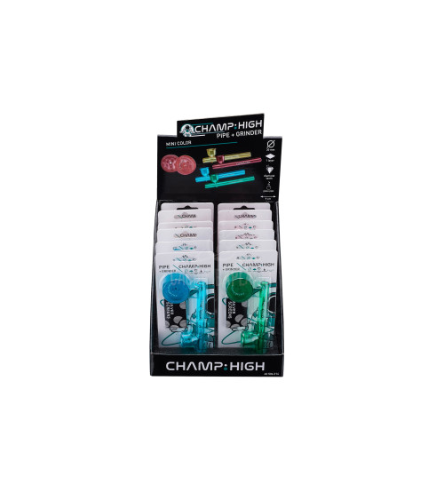 Kit Pipa Champ High Colors Mini + rejillas + grinder (2 partes)