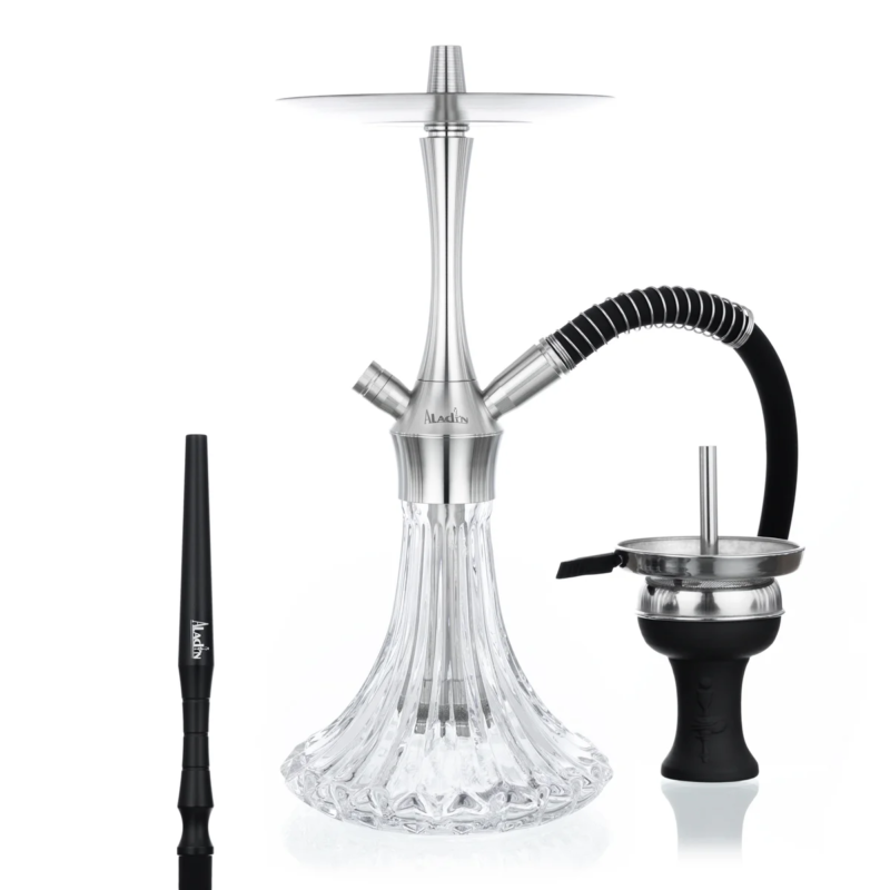 Cachimba Aladin MVP A36 Silver - Shisha para principiantes con tubo flexible negro