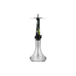 Cachimba Amotion Valve premium con válvula de control, tubo de cristal transparente y cabezal negro con decoraciones doradas