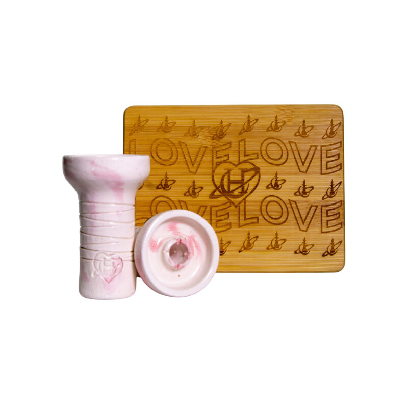 Pack Helium Bowl Temptations cazoleta turca rosa con tabla madera Love cachimba