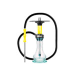 Cachimba DMNT Alkimia con tubo negro y vaso turquesa, manguera amarilla