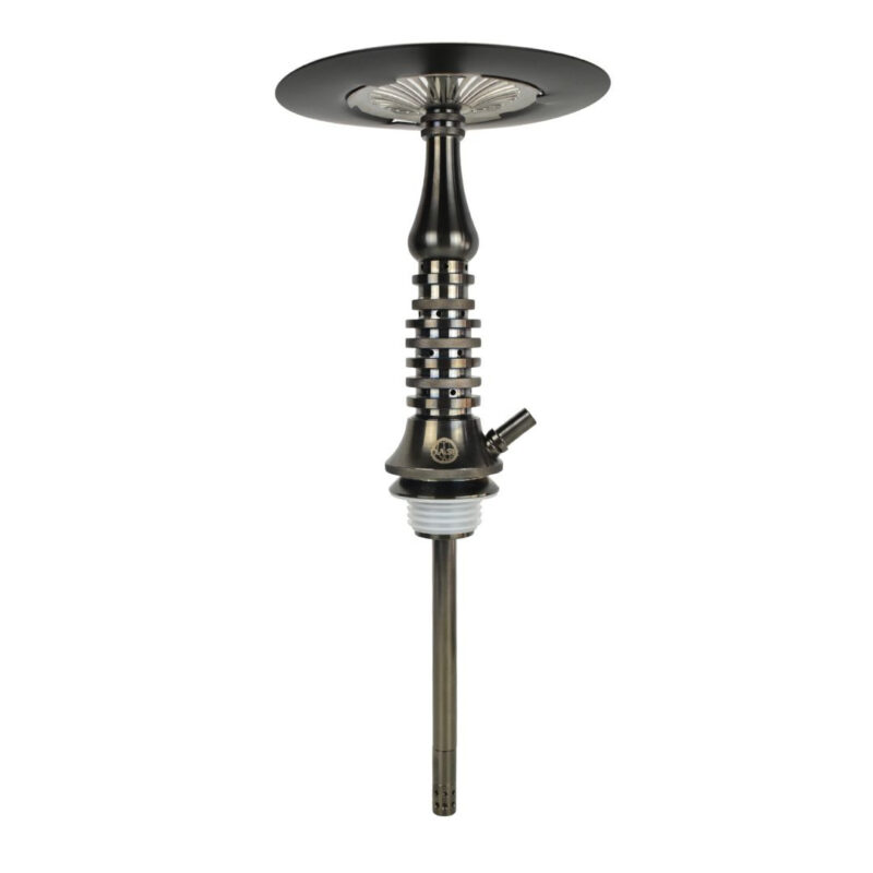 Cachimba Iron Dash negra con vástago decorativo y bandeja plateada - Cachimbas medianas España
