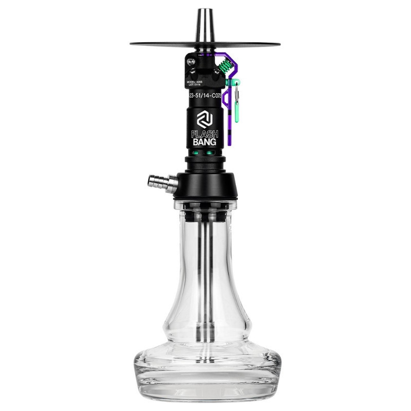 Cachimba Amotion Flash Bang Black mediana con bowlhead negro y vaso transparente