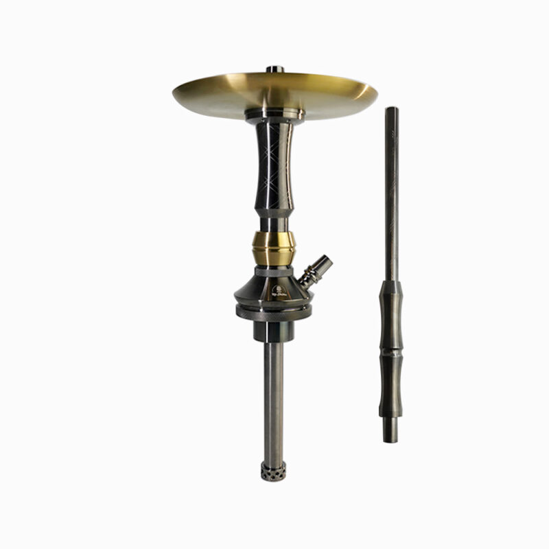 Cachimba Mr Shisha Mini Valhalla - Shisha mini premium con vástago negro y bandeja dorada
