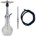Cachimba Dash Mini Cosmo cristal transparente con vástago metálico y manguera azul