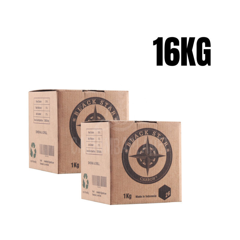Pack 16kg carbones naturales Black Star 26mm para cachimba - Oferta pack