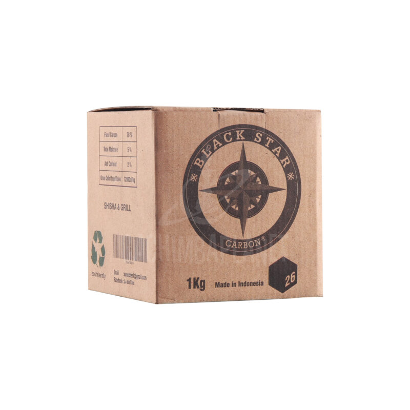Pack 16kg carbones naturales Black Star 26mm para cachimbas, carbón premium Made in Indonesia