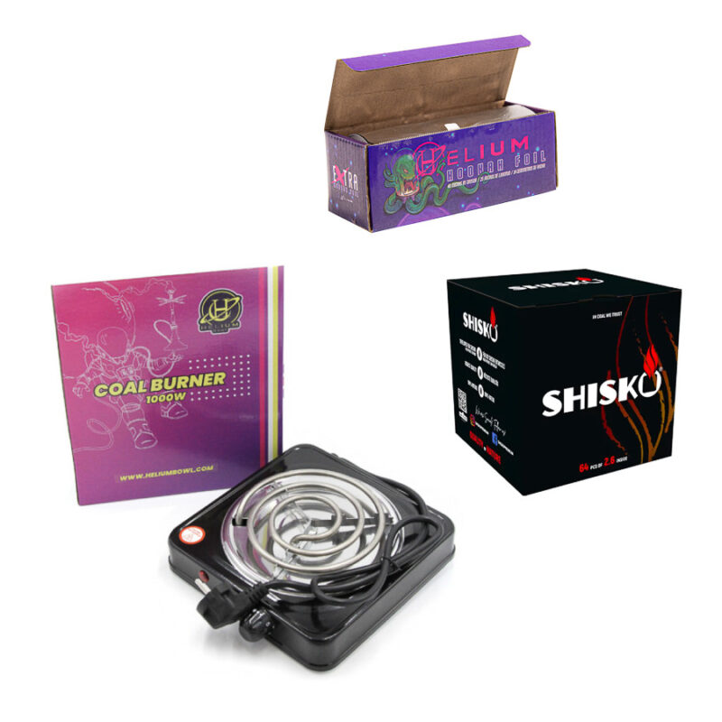 Pack Carbón Standard cachimba con quemador eléctrico Coal Burner 1000W y shisha
