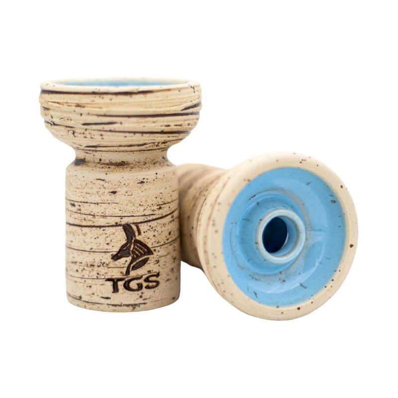 Cazoleta TGS NUN turca para cachimbas, cerámica beige con interior azul
