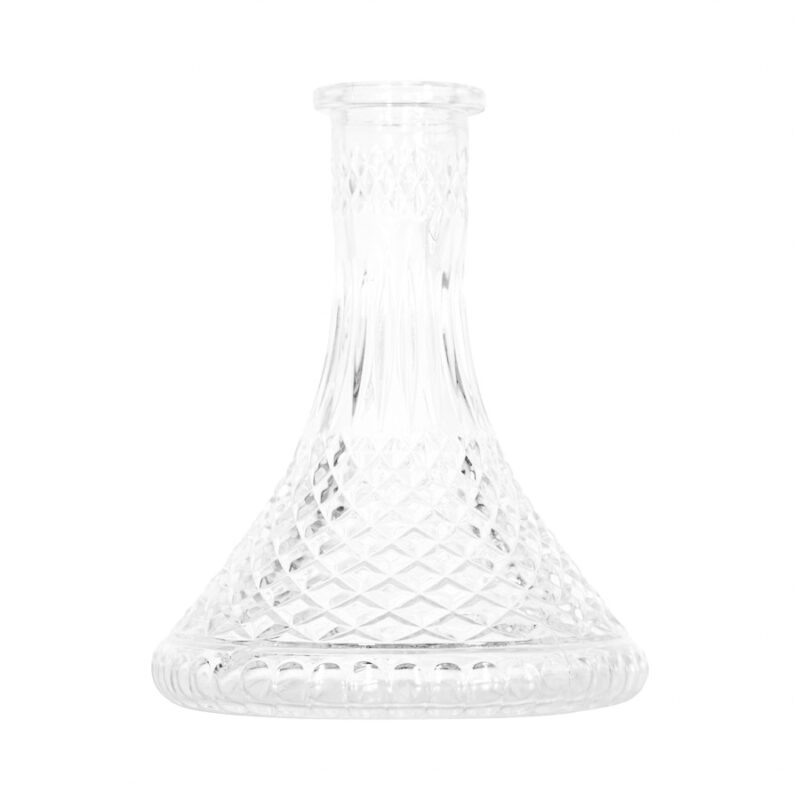 Base de cristal grande tallada transparente Diamond para cachimba - Diseño facetado