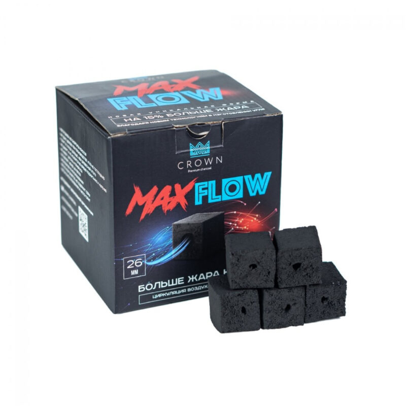 Carbones naturales Crown Max Flow 26mm - 1kg de coco premium para cachimbas