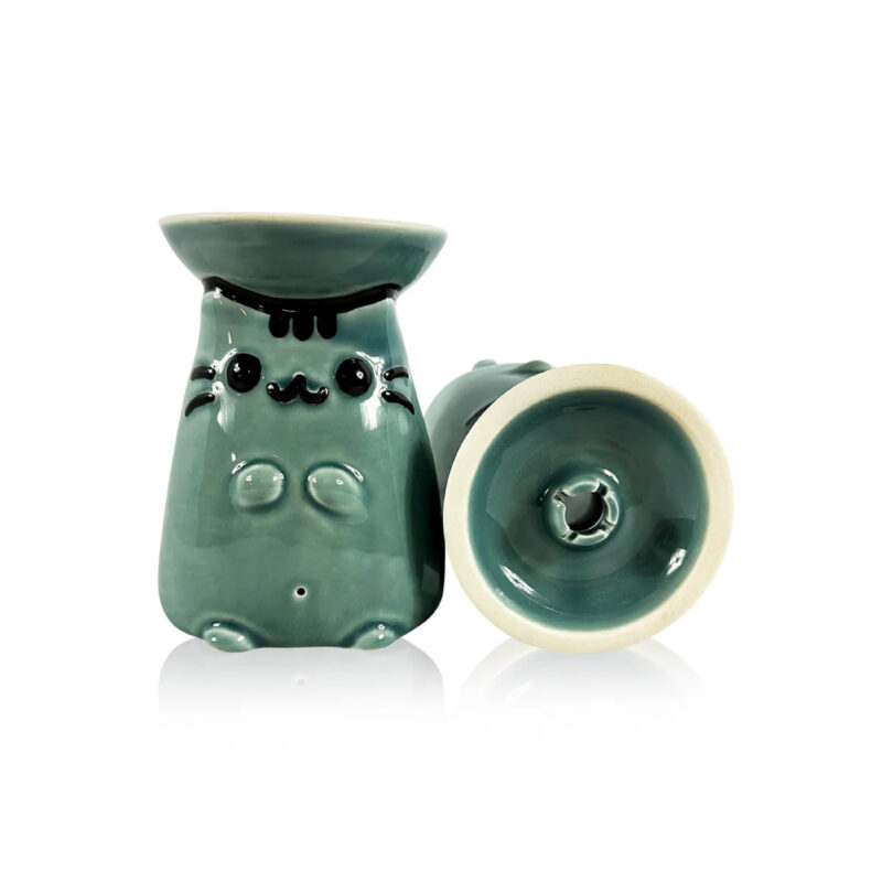 Cazoleta turca DON Bowl Cat verde con diseño de gato para cachimbas