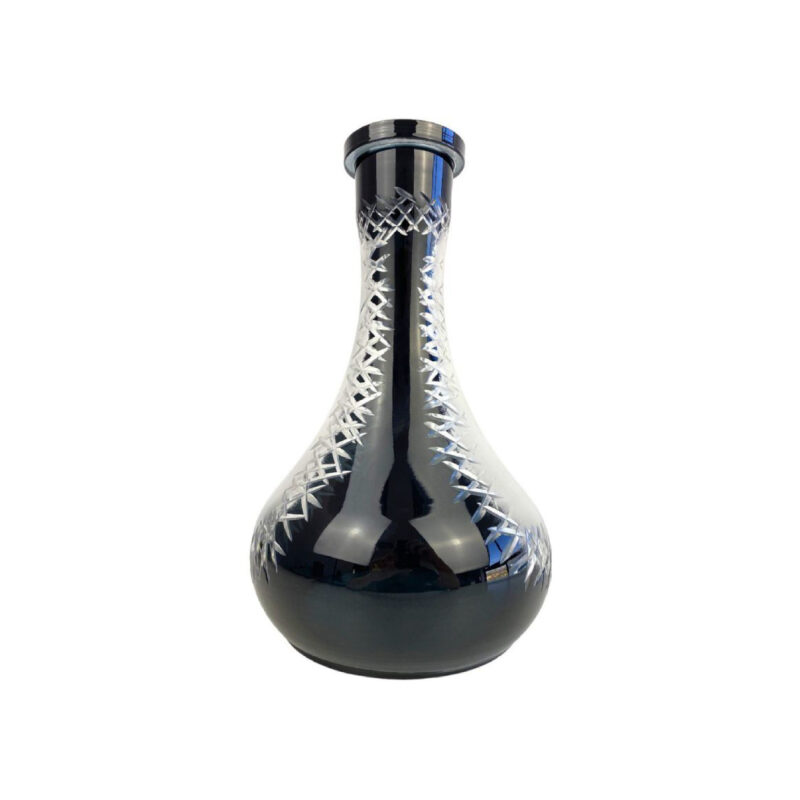 Base de cristal mini DASH UOVO cachimba negra con diseño geométrico blanco