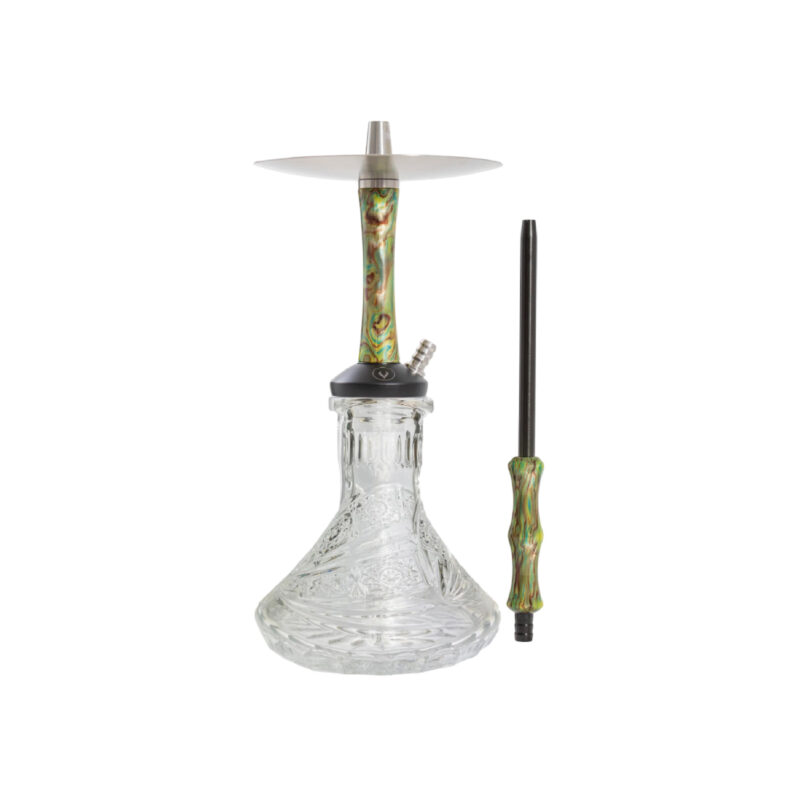 Cachimba Diavla Kharma Mini Savage con vaso de cristal tallado y manguera verde