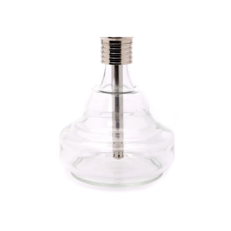 Base de cristal El Nefes MYA MX2000 para cachimba con tubo metálico plateado