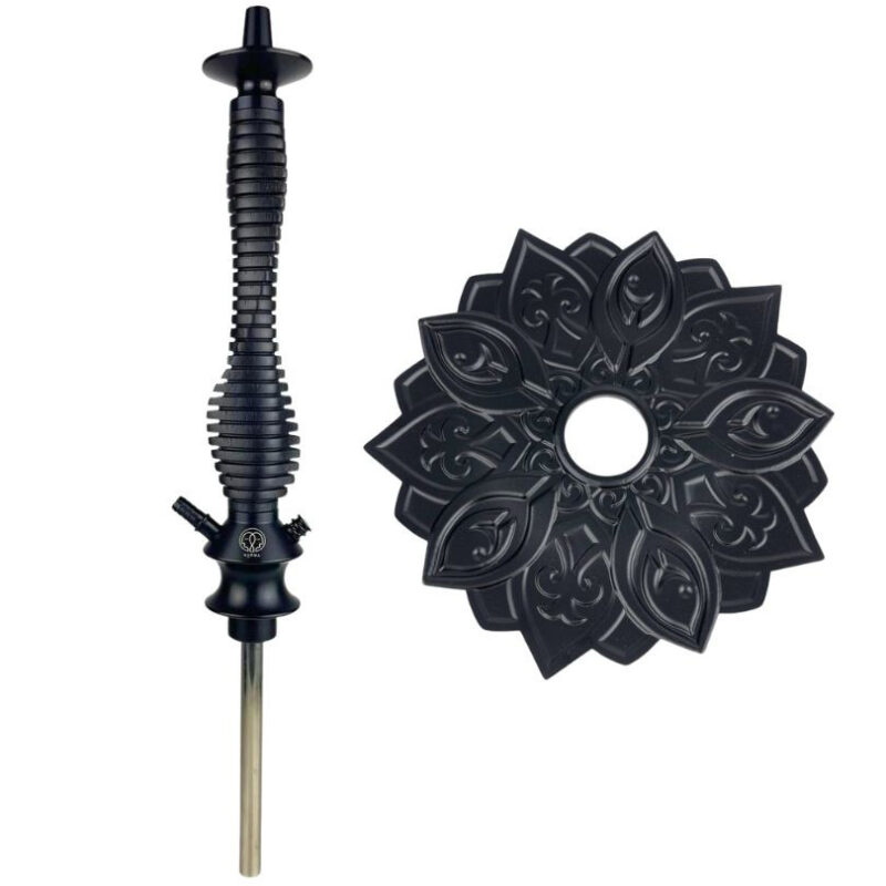 Cachimba Karma 3.0 Black premium con vástago negro y plato decorativo ornamental