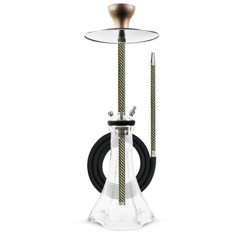 Cachimba Premium RF Handmade Carbon Hookah Gold con tubo fibra carbono y vaso cristal