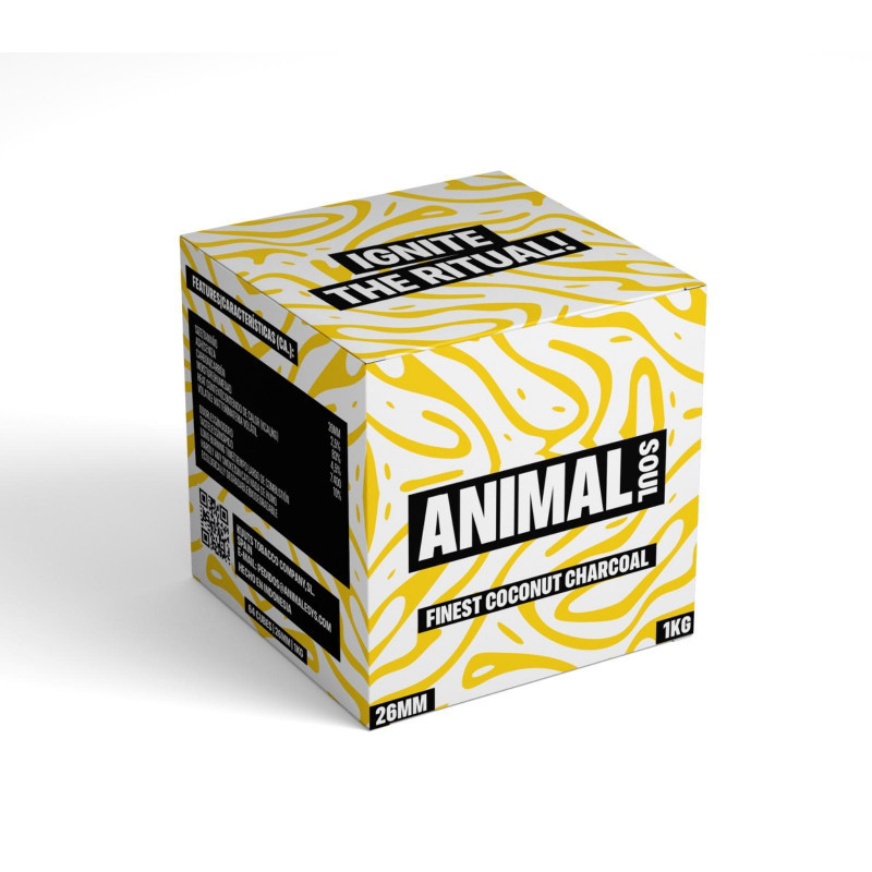 Carbón Natural Animal Soul 26mm 1KG - Carbón Coco Premium para Cachimbas