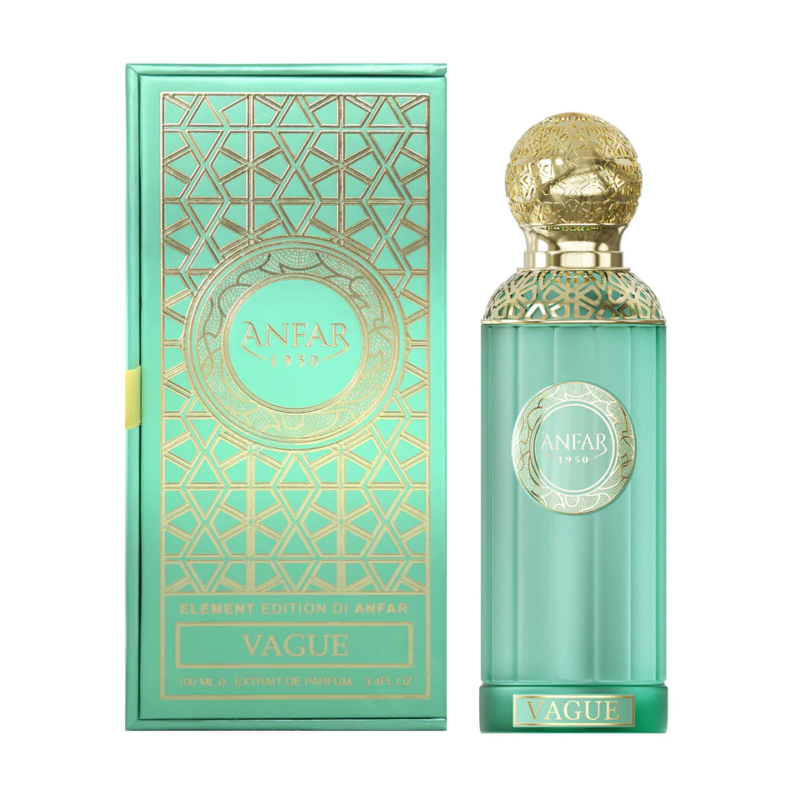 Perfume Vague Anfar 1950 100ml - Fragancia árabe de lujo con diseño verde y dorado
