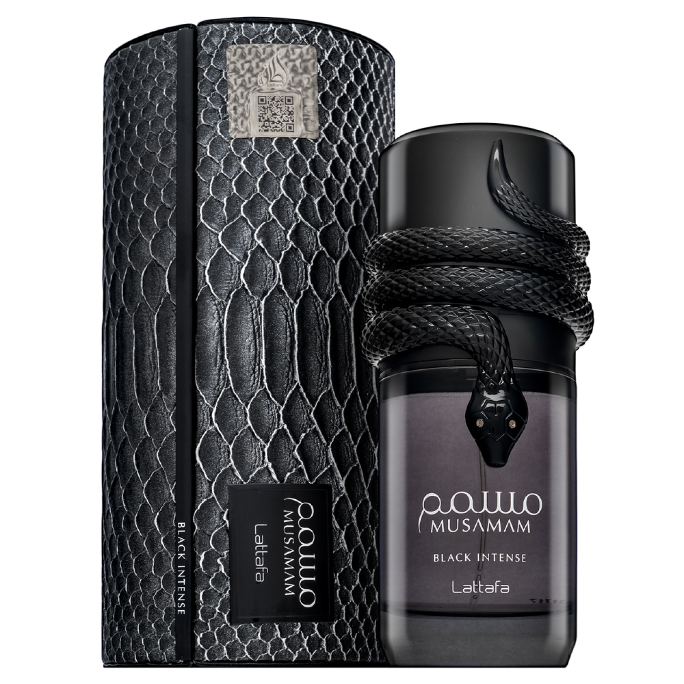 14293.png Musamam Black Intense Lattafa 100ml - Perfume árabe con caja negra y frasco oscuro