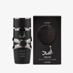 Asad Elixir Lattafa 100ml - Perfume árabe de lujo con botella negra y caja