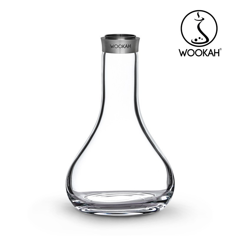 Base Wookah Smooth 1.0 cachimba, base de vidrio transparente con banda plateada