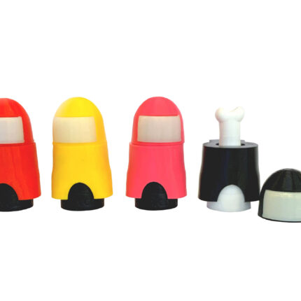 Boquilla 3D AmongUs Hueso para cachimbas - Diseño de personaje Among Us en color rojo, amarillo y negro