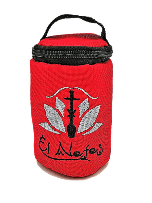 Mochila de cazoletas El Nefes roja con diseño árabe, accesorio para cachimbas España
