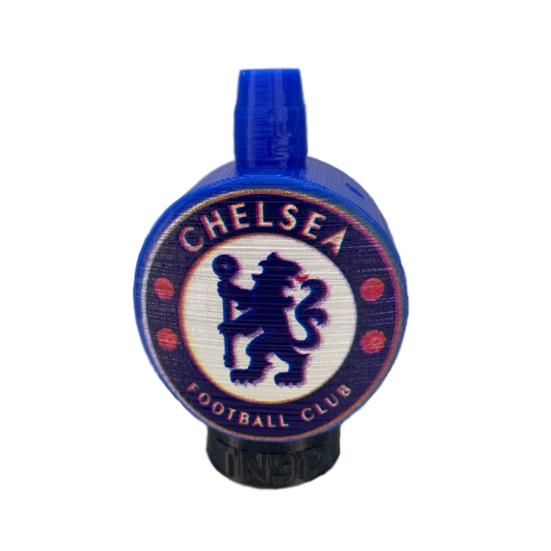 Boquilla 3D Chelsea Football Club azul con escudo del león, accesorio cachimba