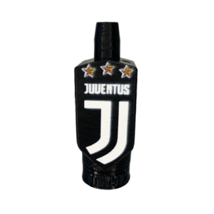 Boquilla 3D Juventus negra con logo J y tres estrellas doradas
