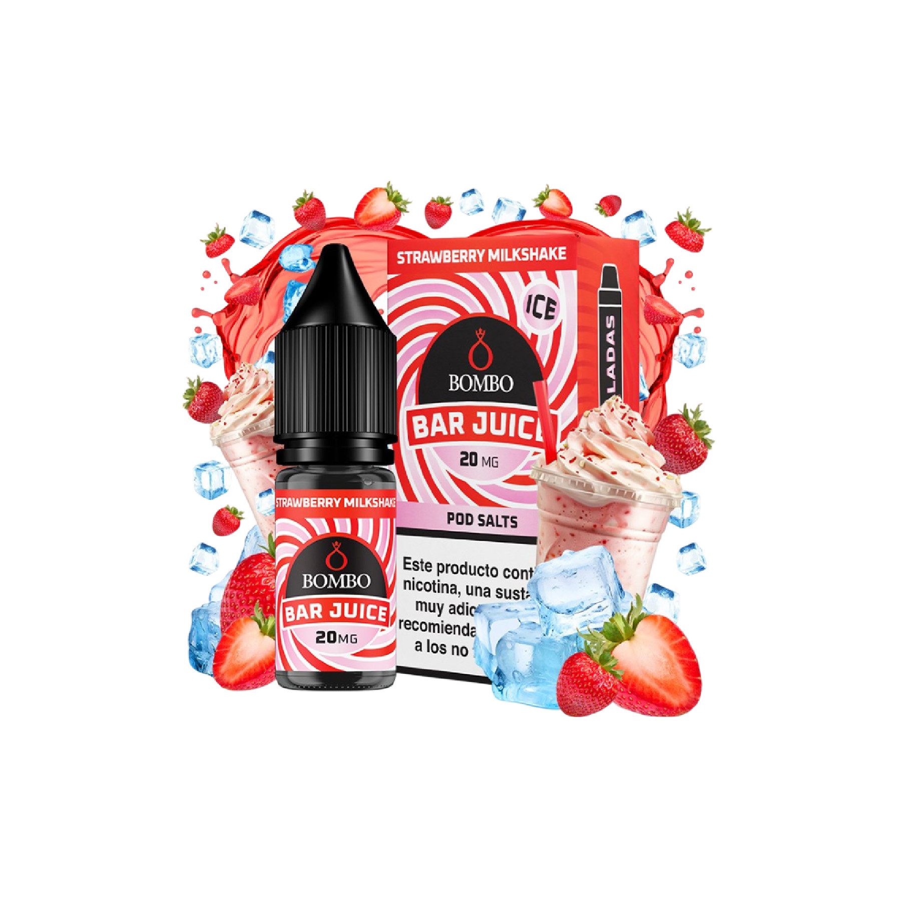 13522 Bombo Bar Juice Strawberry Milkshake Ice 10ml 10mg - Imagen 1