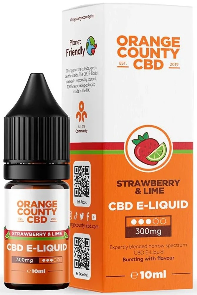 14369 Orange County CBD E-líquido Strawberry Lime, CBD 300 mg, 10 ml - Imagen 1