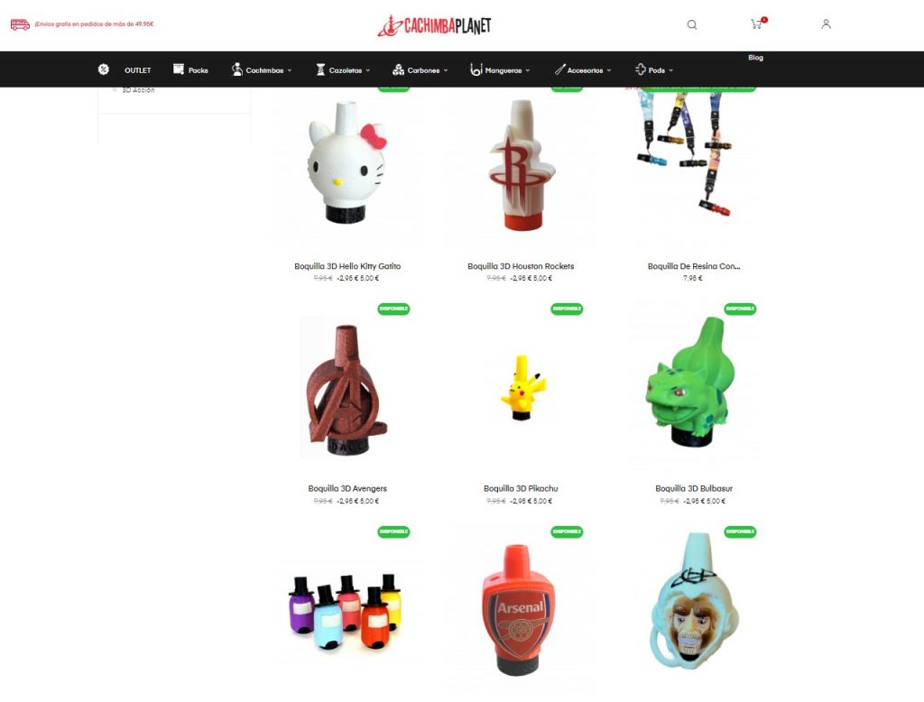 Modelos de boquilla personalizable de Cachimba Planet.